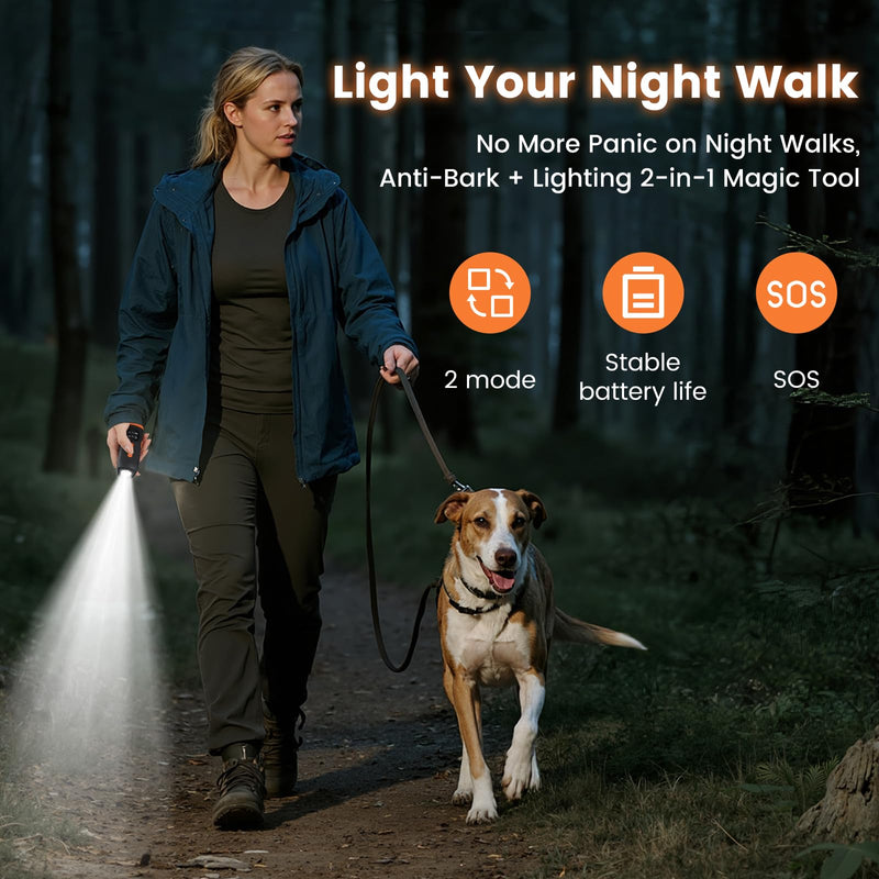 Ultrasonic Dog Bark Deterrent Device 3X Ultrasound Anti Barking Device Safe for All Dogs Training Tools Up to 50ft for Indoor Outdoor with Flashlight Rechargeable Training Device - PawsPlanet Australia