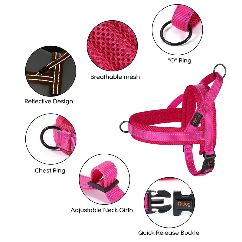 Didog No Pull Dog Harness with Soft Mesh Padded,Reflective & Quick Fit Light Weight Dog Strap Vest Harness,Easy for Walking Training (S:Chest 18-22", Mesh-Hot Pink) S: Chest 18-22", Fit 19-29 lbs Hot Pink - PawsPlanet Australia