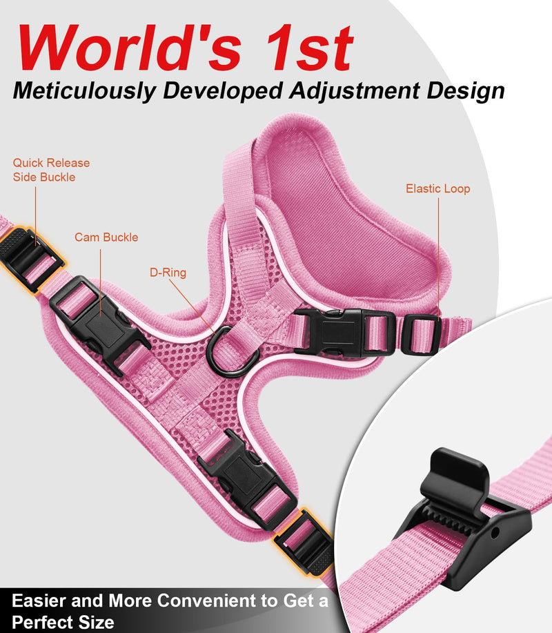 Cat Harness and Leash for Walking Escape Proof Soft Adjustable Cat Leash Breathable Comfortable Vest Easy to Wear Kitten Harness for Outdoor Travel Pink S S (7-12lb) - PawsPlanet Australia