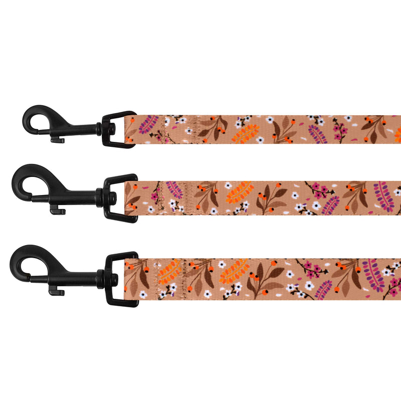 CollarDirect Floral Dog Leash Nylon Pattern Flower Print Adjustable Pet Leashes for Dogs Small Medium Large Puppy (M, Toffee) - PawsPlanet Australia