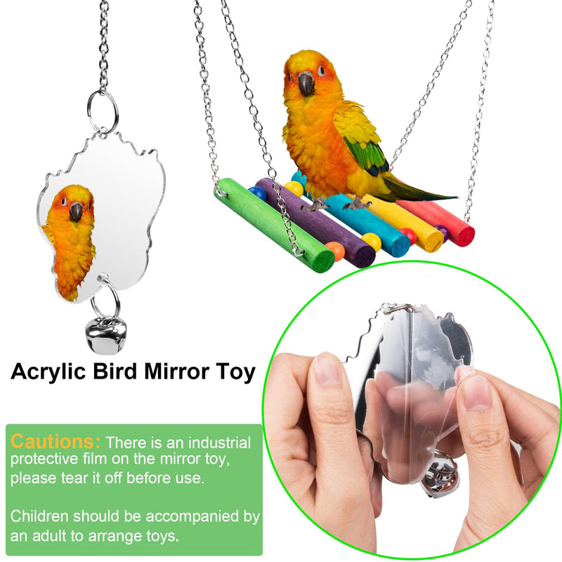 Bird Toys for Parakeets 7Pcs, Wood Parrots Toys Budgie Toys for Bird Cage Accessories, Bird Perch Swings for Small Birds Toys, Conure Cockatiel Toys, Bird Ladder Swing for Parakeets Climbing 18'' - PawsPlanet Australia