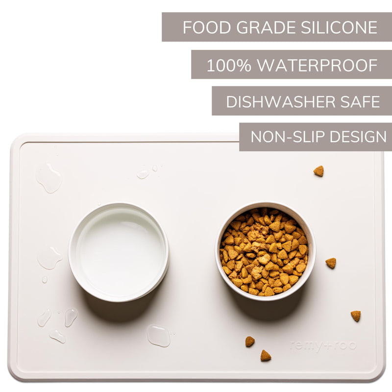 Remy+Roo Stone Silicone Dog Food Mat for Pet Bowls | Cat Food Mat | Premium Pet Mats for Food and Water | Dog Bowl Mat Waterproof-100% | Non-Slip | Dishwasher Safe | Dog Mat for Food and Water - PawsPlanet Australia