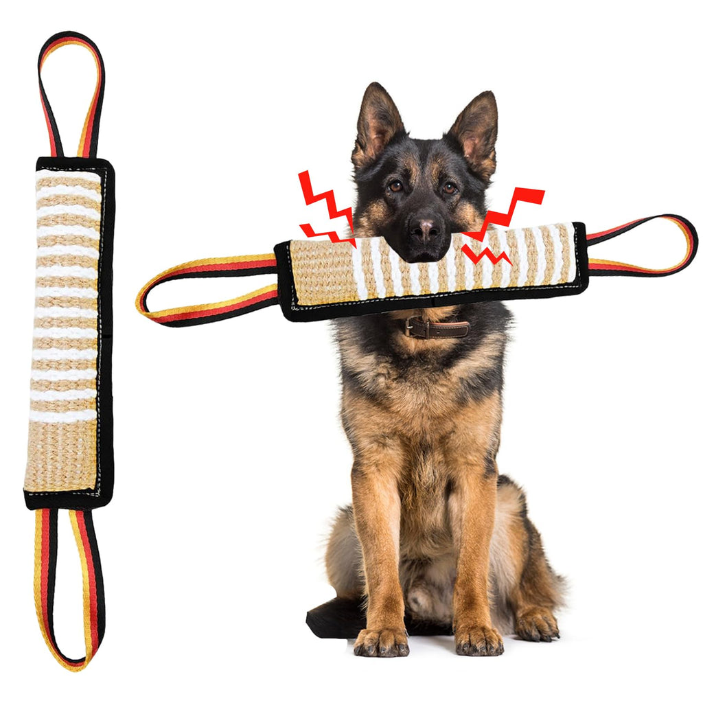 ASOCEA Dog Tug Toy,Dog Bite Jute Pillow Pull Toy Tough Squeaky Dog Toys with 2 Handles Bite Toys for Medium to Large Dogs Interactive Toy Tug of War Dog Toy Lasting Training Equipment