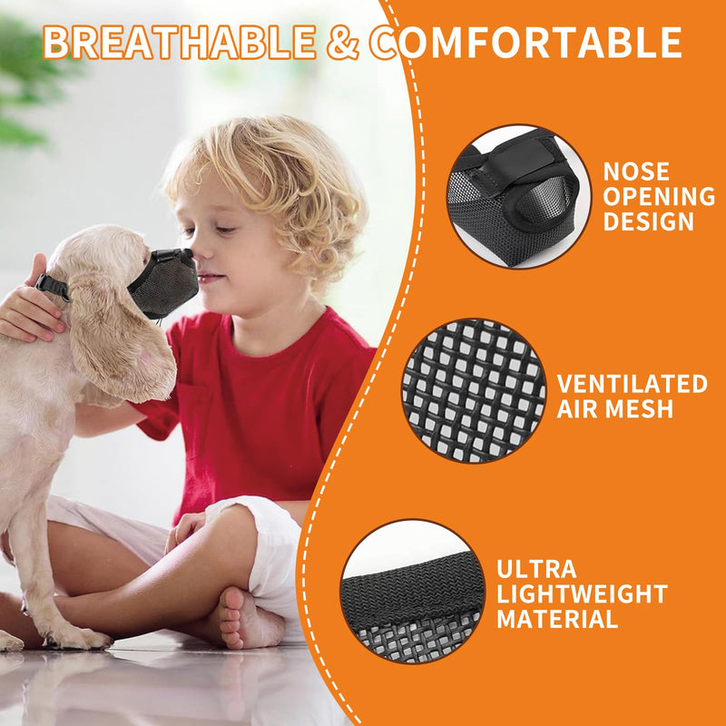 Dog Muzzle,Soft Air Mesh Muzzle for Small Medium Large Dogs,Soft Muzzles for Biting Chewing Fierce Barking,Breathable Muzzle with Adjustable Strap Front Opening Design. Black M - PawsPlanet Australia