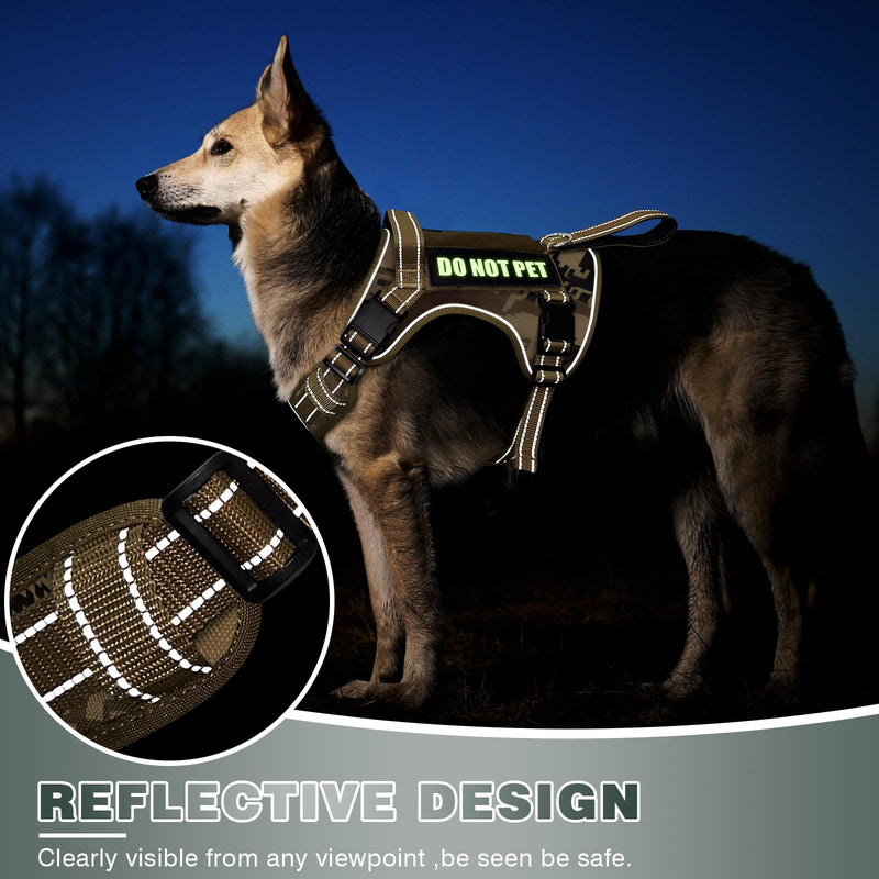 WINSEE Tactical Dog Harness, No Pull Dog Harness for Medium Large Dogs with Handle & Molle, Military Service Dog Vest Harness in Training Pet Harness for Small Dogs Desert Camo - PawsPlanet Australia