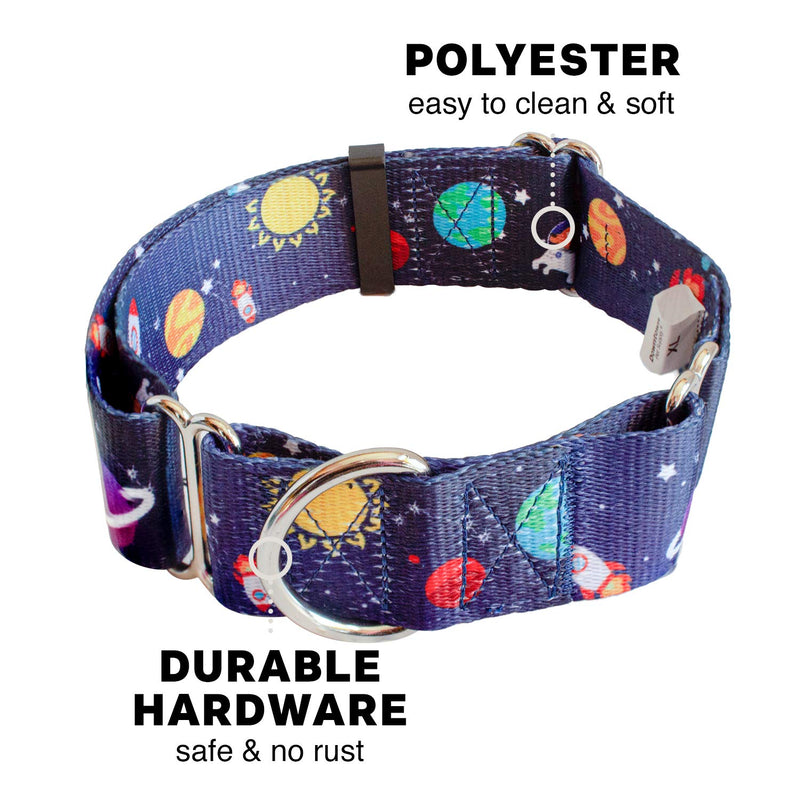 Downtown Pet Supply - Martingale Collar for Dogs - Dog Training Collar - Big, Wide & Thick Dog Collar - Escape-Proof, Weatherproof, Durable and Comfortable - Space - Large Dog Collar Large: 14"-24.5" - PawsPlanet Australia