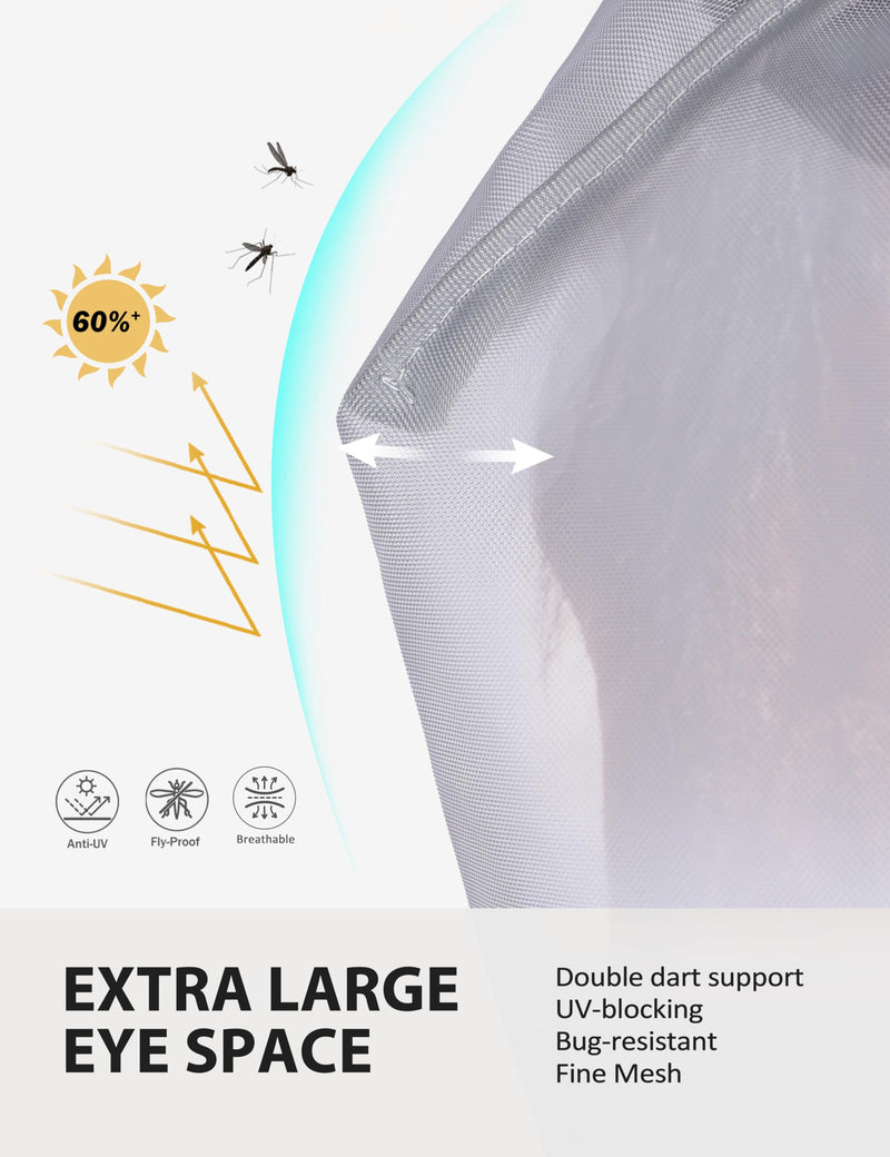 Harrison Howard CareMaster Horse Fly Mask UV Protective Fine Mesh with Extra Wool Soft Touch on Skin Moonlight Silver L Full (Large) - PawsPlanet Australia