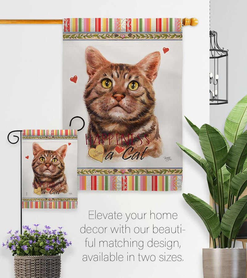 Breeze Decor American Short Hair Happiness House Flag 2 pcs Pack Cat Kitten Meow Spoiled Paw Fur Pet Nature Farm Animal Creature Banner Small Garden Yard Gift Double-Sided, Made in USA - PawsPlanet Australia