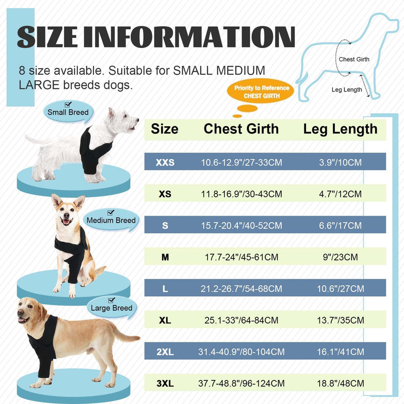 ROZKITCH Dog Surgery Recovery Sleeve Front Right Left Leg, Pet Prevent Licking Wound Elbow Brace Protector, Dog Recovery Suit Cone Collar Alternative for Sprain ACL CCL Arthritis Joint Care Black XL XL(Chest Girth:25.1"-33") - PawsPlanet Australia