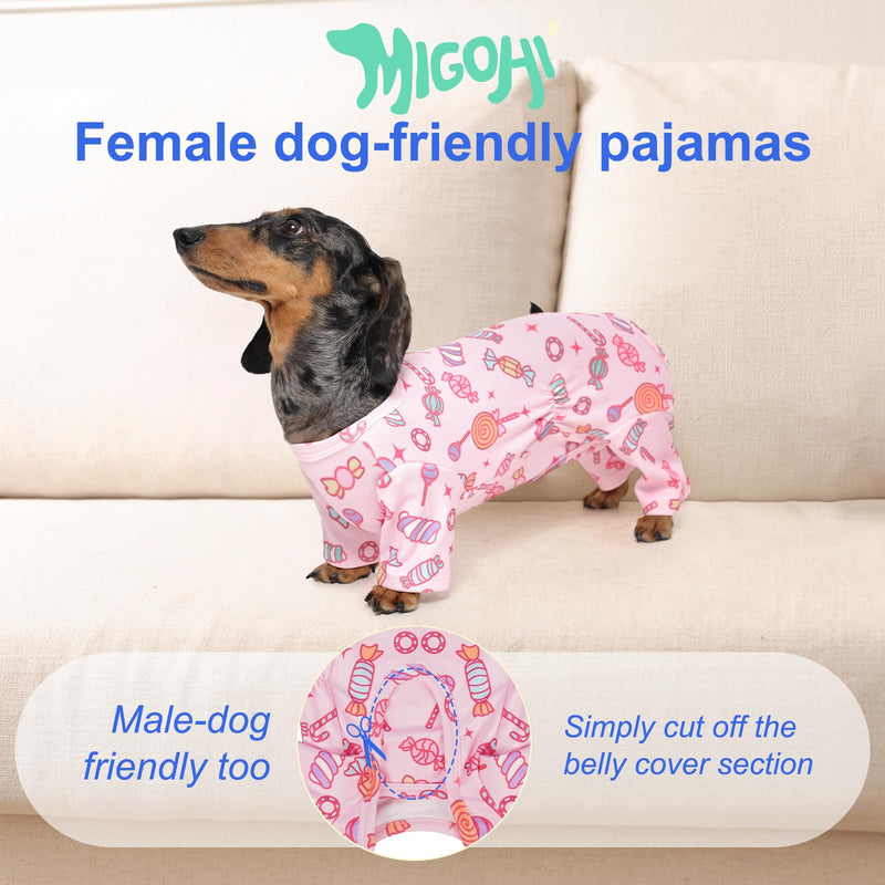 MIGOHI Sweet XS Dog Pajamas, Dog Onesie for Small Dogs | Stretchy & Lightweight Doggy Clothes, Cute Warm Jumpsuit for Puppy, Summer Nightwear, Pink, XS XS(6-10 lbs) - PawsPlanet Australia
