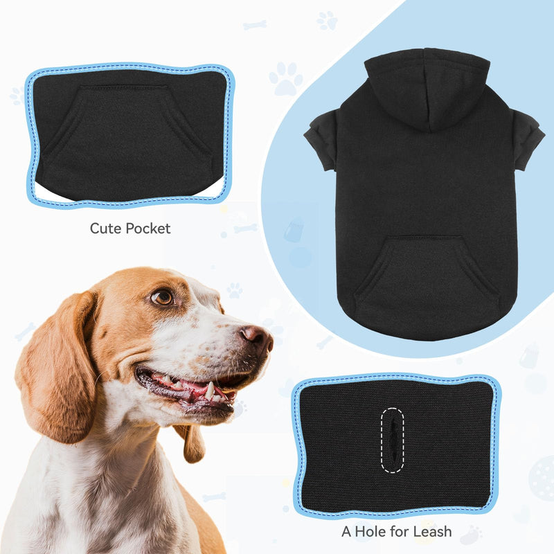 Dog Sweaters for Large Dogs Dog Hoodie Dog Sweater Solid Soft Brushed Fleece Dog Clothes Dog Hoodie Sweatshirt with Pocket(Black-XL) X-Large Black - PawsPlanet Australia