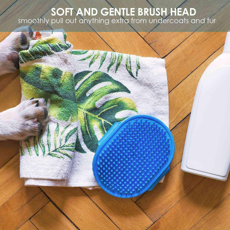 2 Pack Dog Grooming Brush, Premium Soft Silicone Pet Bath Brushes with Adjustable Handle, Shampoo Soothing Comb for Wet Dry Long Short Haired Dogs & Cats Massaging, Deshedding 2 Pack