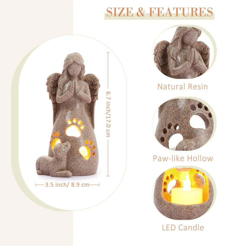 BEARAE Loss of Dog Sympathy Gift, Dog Memorial Gifts Candle Holder, Dog Passing Away Gifts, Angel Dog Memorial Statue, Dog Angel Figurine, Pet Memorial Gifts for Dogs - PawsPlanet Australia