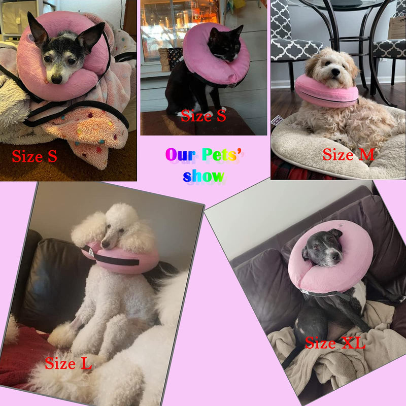 Katoggy Inflatable Dog Collar, Soft E-Collars for Dogs After Surgery, Adjustable Blow up Donut Dog Cone Collar for Small/Medium/Large Dogs and Cats Pink Small (Neck: 6"-11") - PawsPlanet Australia