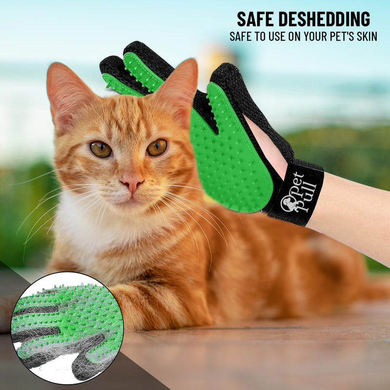 Pet Grooming Gloves with 259 Silicone Tips - Pet Hair Removal Tool Gentle Shedding Dog Washing Gloves - Deshedding Brush Hair Remover Mitts for Dogs & Cats for Long and Short Hair (Green) GREEN - PawsPlanet Australia