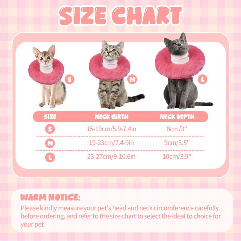 BRKURLEG Cat Cone Collar Soft, Cute Cat Recovery Cones, Soft Protective Pet Neck Cone, Adjustable Kitten Cones to Stop Licking, Pet Anti-Lick Wound Healing Elizabethan Collar, Pink, L Large