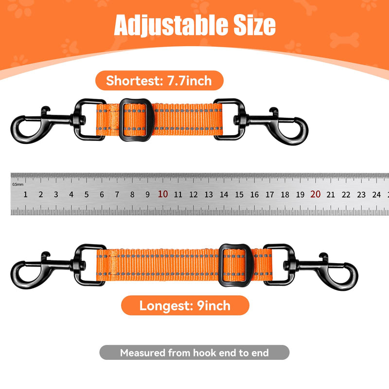 Dog Collar Safety Clip, Reflective Double-Ended Backup Connector for Harness to Collar, Adjustable Safety Clip for Prong, Pinch Collars, Prevents Escapes & Accidental Disconnection (Orange) Orange