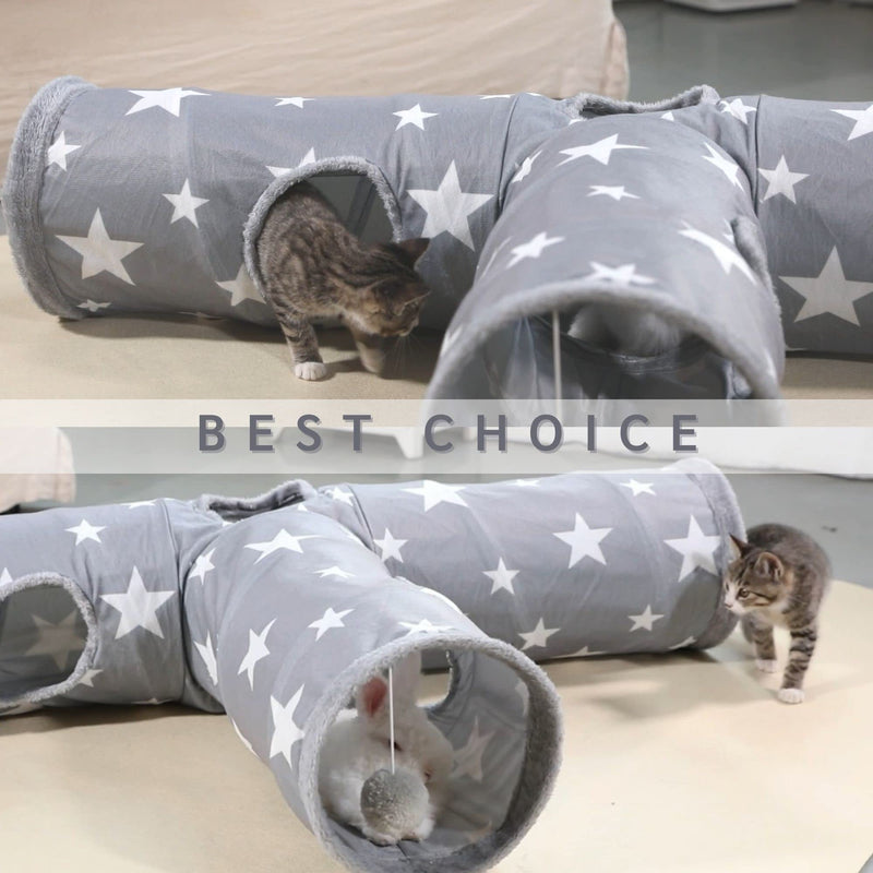 JanYoo Bunny Tunnel Rabbit Hideout Bunny Toys for Rabbits Accessories Guinea Pig Ferret Kitty 3 Ways Collapsible Tunnels Grey - PawsPlanet Australia