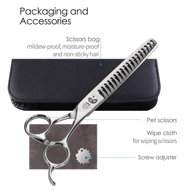 Dog Grooming Scissors: Professional Grooming Scissors for Pet High Precision CNC-Cut Blades, Silver (Chunker, 7") Chunker 7"