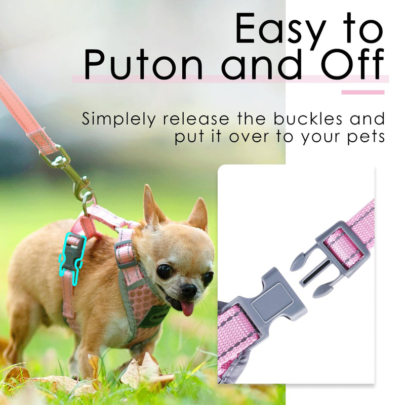 ThinkPet Reflective Breathable Soft Air Mesh No Pull Puppy Choke Free Over Head Vest Ventilation Harness for Puppy Small Medium Dogs and Cats(XS,Light Pink) X-Small (Pack of 1) Neon Pink - PawsPlanet Australia