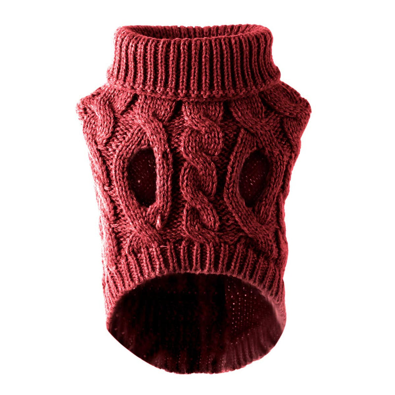 Pet Dog Turtleneck Knitting Sweater Coat Winter Warmer Thickening Pullover Knitwear Crochet Coat Clothes for Small Medium Large Dog Puppy Cat Red - PawsPlanet Australia