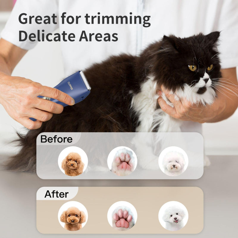 Dog Grooming Kit Clipper for Thick Coat Low Noise Cordless Cat Hair Trimmer Rechargeable Shaver Pet Grooming Tools for Small and Large Animals L006-blue - PawsPlanet Australia