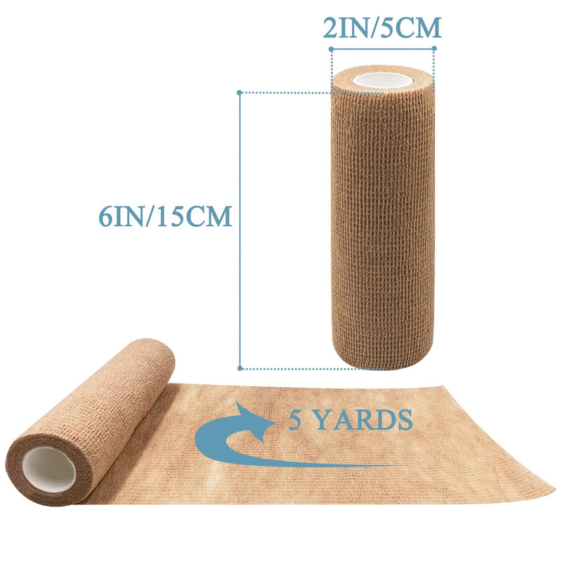 6 inch x 5 Yards 8 Pack Horse Wraps, Self Adhesive Large Bandages Wrap, Self Stick Elastic Athletic Tape, Self Adherent Medical Bandage Wrap, Stretch Cohesive Bandage Wrap 6 In - 8 Rolls