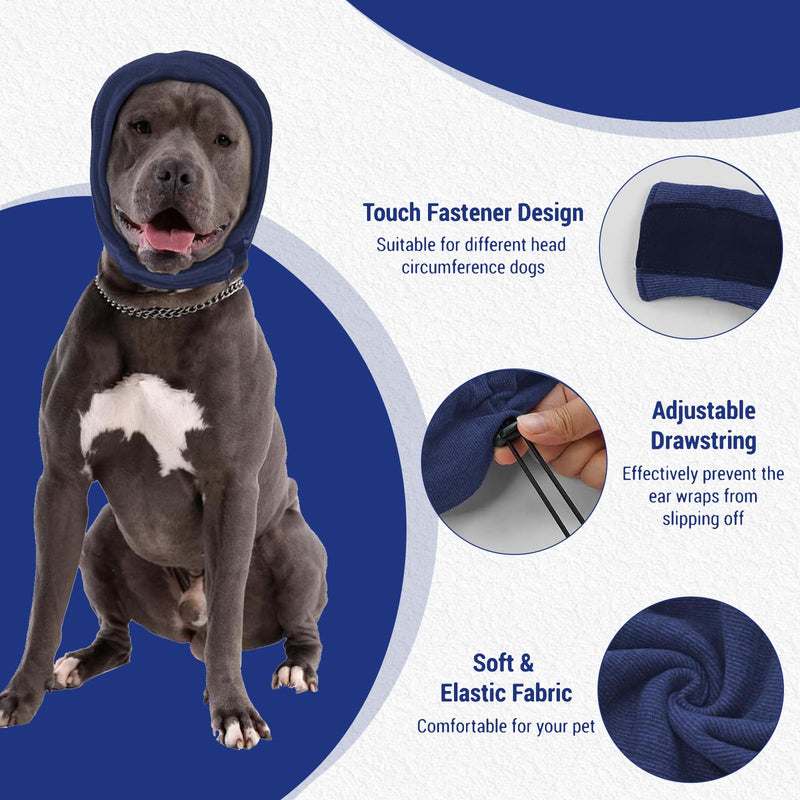 Dog Ear Cover,Dog Snood Ear Muffs Noise Protection,Ear Wraps Protectors Headband for Anxiety Relief,Calming Hoodie for Pet Neck and Ears Warmer,Soothing Head Cover Blue M
