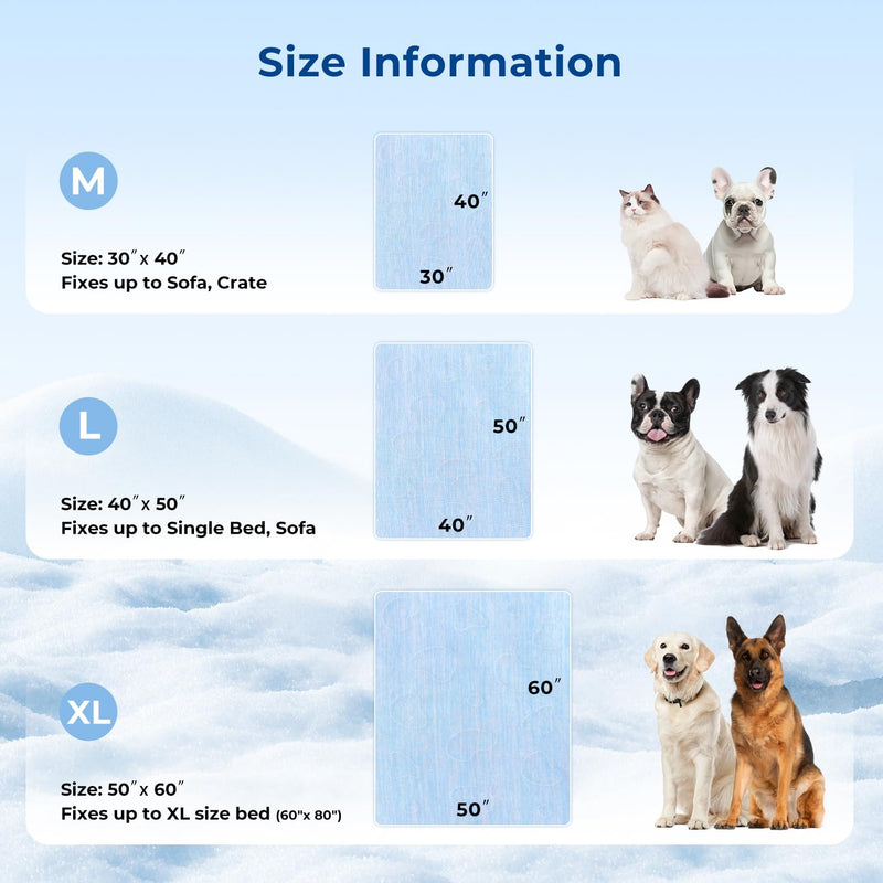Cooling Blanket for Small Dogs - High Q-MAX 0.4+ Cold Washable Cat Mat, Travel Soft Dog Summer Essentials, Blue, 30"x40" M(30x40") - PawsPlanet Australia