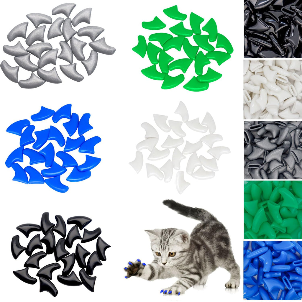 100pcs Boy Cat Nail Caps | Cat Nail Covers Cat Claw Covers for Boy Cat with Adhesive Glue and Applicators (S) Small