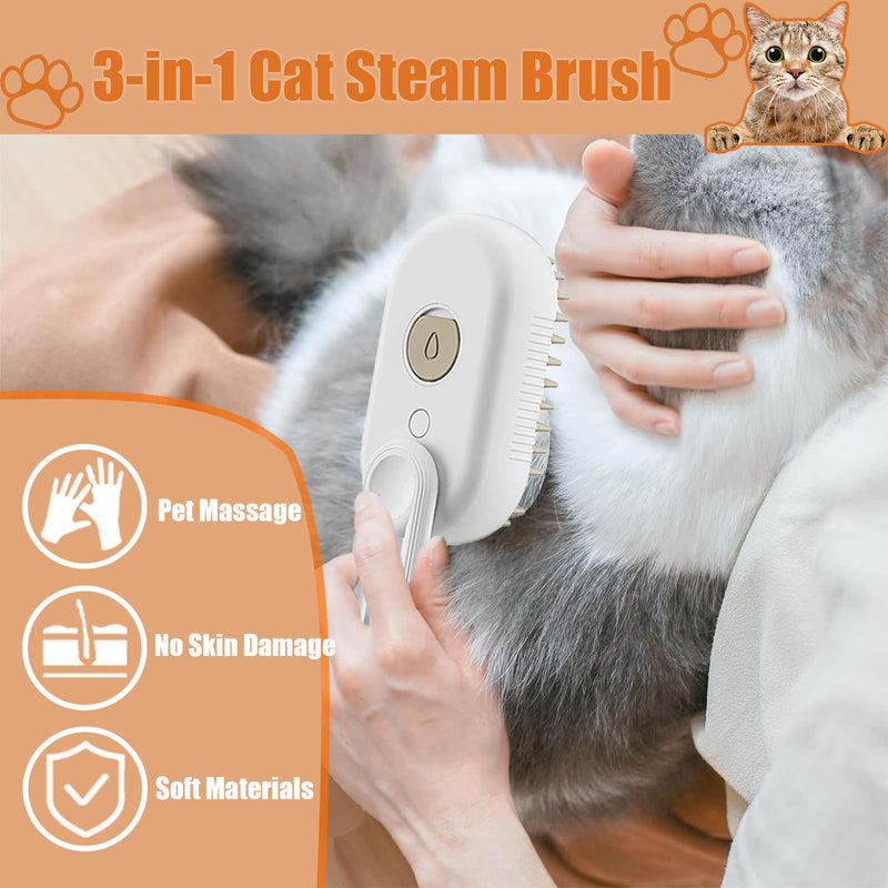 Spritz Defur Comb for Cats, 3-in-1 Cat Steam Brush, Spray Cat Brush for Shedding, Pet Steam Brush, Pet Spray Hair Comb for Long and Short Hair Cats and Dogs (Brown) Brown - PawsPlanet Australia