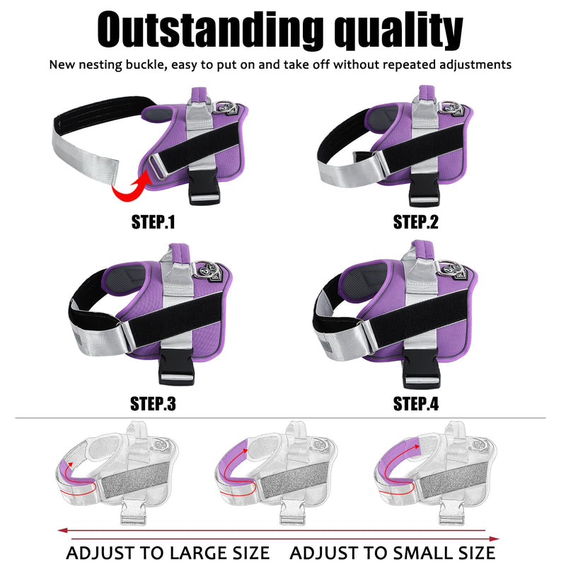 Bolux Dog Harness, No-Pull Reflective Dog Vest, Breathable Adjustable Pet Harness with Handle for Outdoor Walking - No More Pulling, Tugging or Choking (Lavender, Medium (Pack of 1)) Medium (Pack of 1) Lavender - PawsPlanet Australia