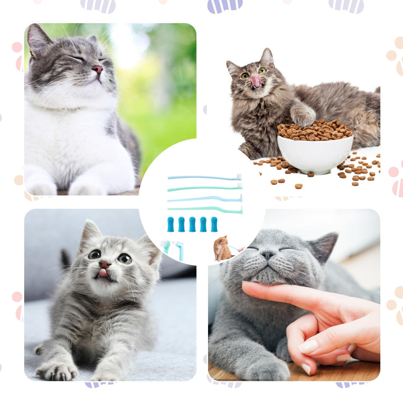 9 Piece Dog Toothbrush Cat, Dental Care Set with Round Head and Pointed Head Brushes, Finger Toothbrushes, Pet Oral Care, for Daily Teeth Cleaning of Dogs and Cats