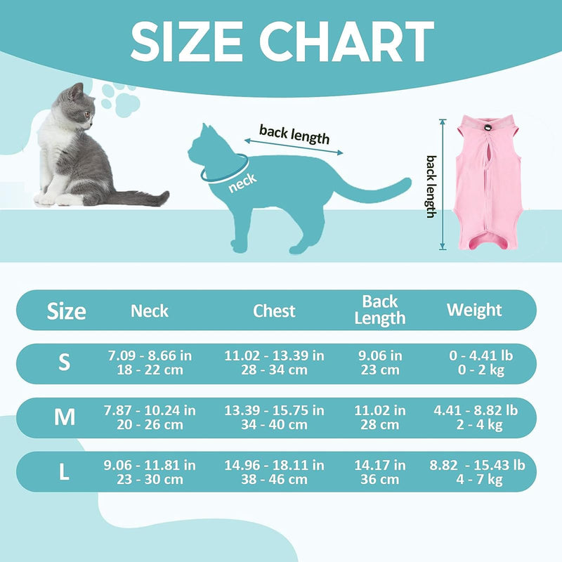 Cat Recovery Suit Cat Surgery Recovery Suit, Breathable Skin Anti Licking Suit,Skin Diseases Protection Collar Alternative Pet Body Suit for Puppy Kitten Neutered,Abdominal Wound Skin Damage,Weaning Large Pink - PawsPlanet Australia