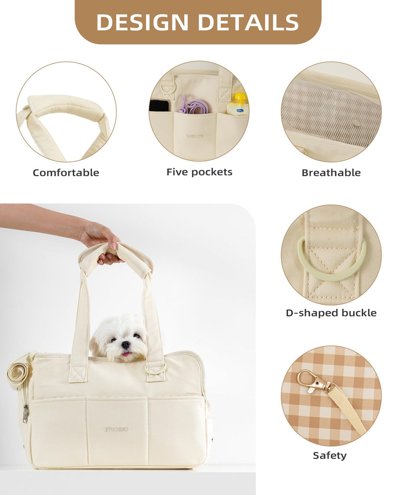 ?S-Size Bag and mat? ONECUTE Dog Carrier Set for Small Dog with a Soft mat, Beige - PawsPlanet Australia
