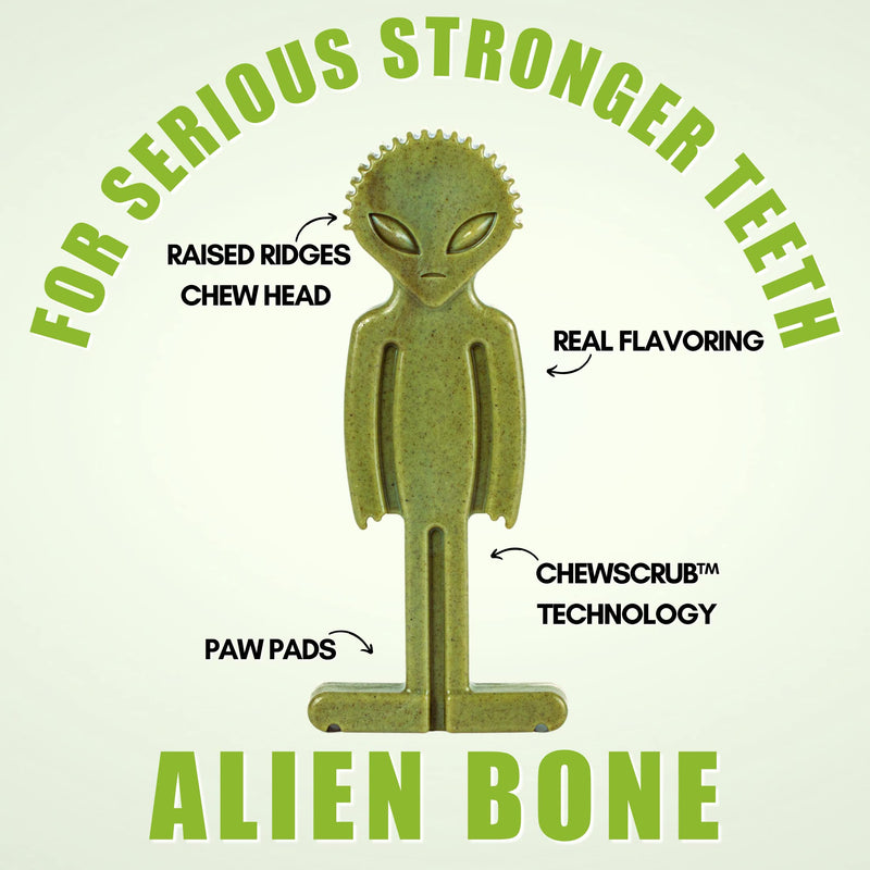 Bullibone Alien Bone: Chew Toy for Aggressive Chewers and Small Dogs (3 Pack) Small 3-Pack