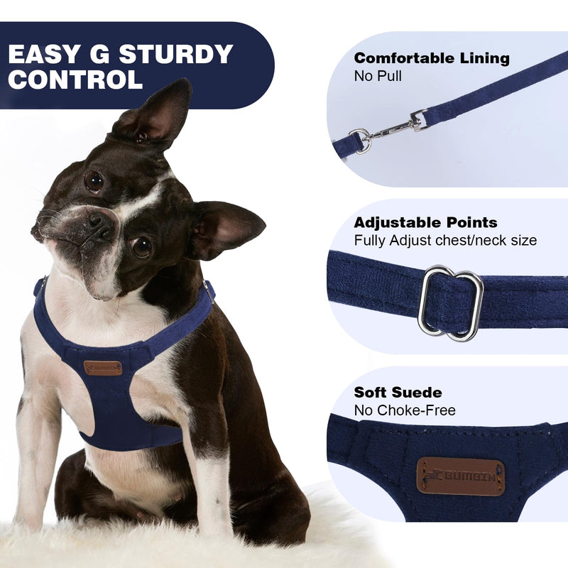 Dog Harness and Leash Set, S No Pull Adjustable Puppy Harness with Multifunction Denim Blue Dog Leash and Collar, Soft No Choke Escape Proof Pet Harness Vest for Small Dogs and Cats (Denim Blue, S)… S(9-17.5lb)