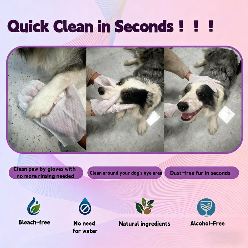 30 Pcs Pet Glove Wipes for Dogs & Cats, Extra Thick Unscented Cleaning & Deodorizing Wipes, Coconut Oil Low Sensitivity, No-Rinse Dry Cleaning for Paws, Face, Ears & Buttocks, Daily Care & Travel - PawsPlanet Australia
