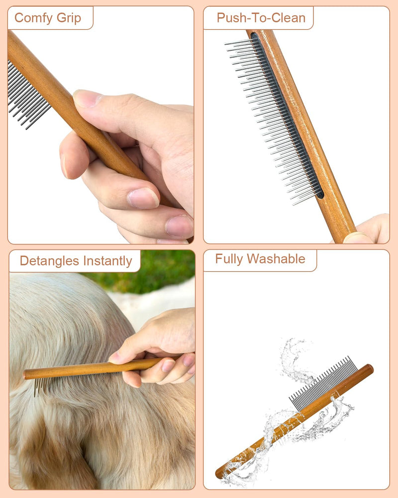 Dog Slicker Brush for Grooming & Shedding， Puppy Brush for Short or Medium-Haired Dogs with an Air-Cushion Design and Coated Tips, Suitable for Removing Loose Hair, Tangles, and Knots.