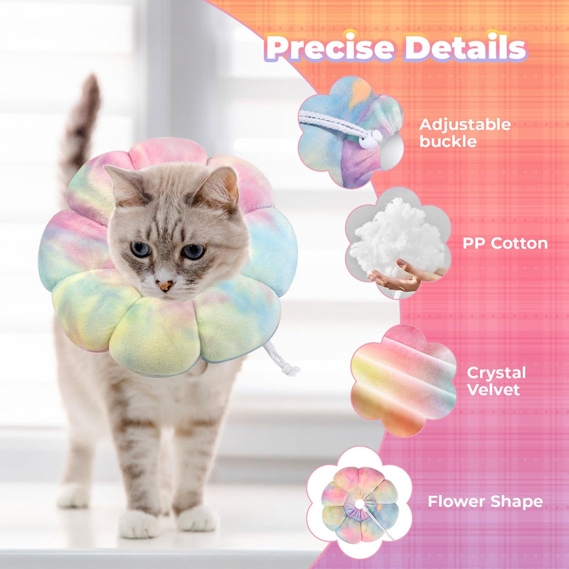 Adjustable Dog Cone Collar, Soft Dog Elizabethan Collar Recovery E Collar After Surgery, Recovery E-Collar for Kittens/Puppies and Cats Recovery (Pink Blue, M) pink blue
