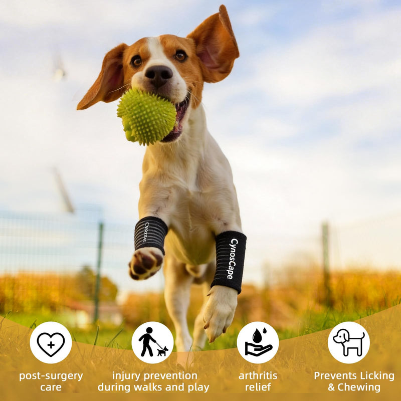 Dog Leg Brace, Black Compression Support Wraps for Front or Rear Legs with Streching Adjustable Strap,Dog Wrist Brace- Leg Sleeve to Stop Licking - Aid in Wound Care and Recovery (Balck, Large)