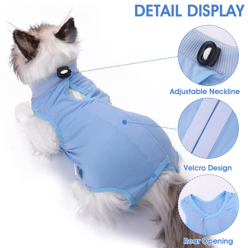 Cat Professional Recovery Suit for Abdominal Wounds or Skin Diseases After Surgery E-Collar Alternative for Cats Anti Licking Pajama Suit Kittens Surgery Recovery Suit (Blue, S Size) Blue, S Size