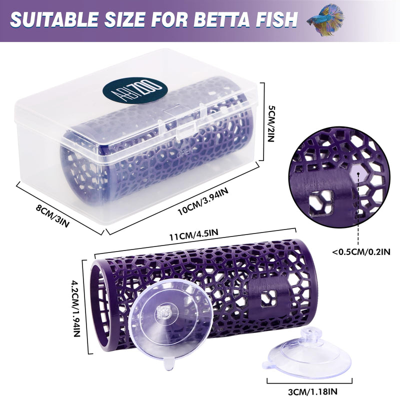 betta cave,Purple Betta Fish Tunnel with Holes for Small Fish Shrimp habitat Betta toys Shelter Hideaway betta Hammock Tube house betta fish tank decorations Put plants,moss aquarium ornament L1