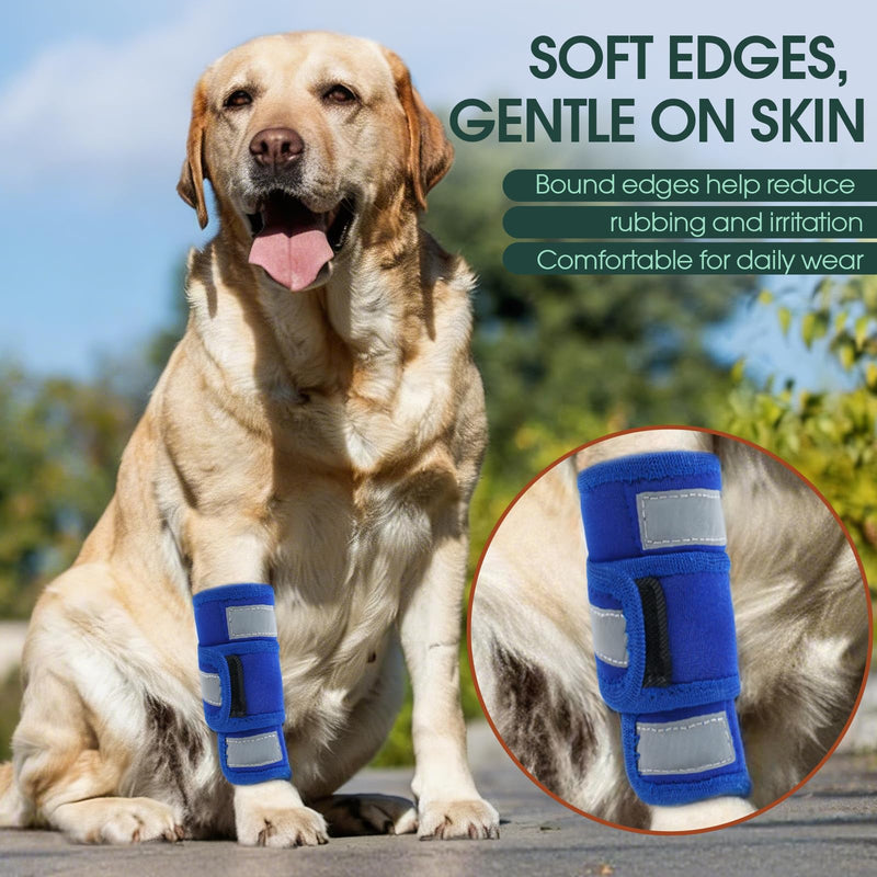 Kuoser Dog Front Leg Brace, Adjustable Dog Elbow Brace with Reflective Strip, Compression Dogs Leg Sleeve to Stop Licking, Carpal Wrist Support Elbow Pads for Dogs Arthritis, Sprain, Injury Recovery Healing Blue L/XL