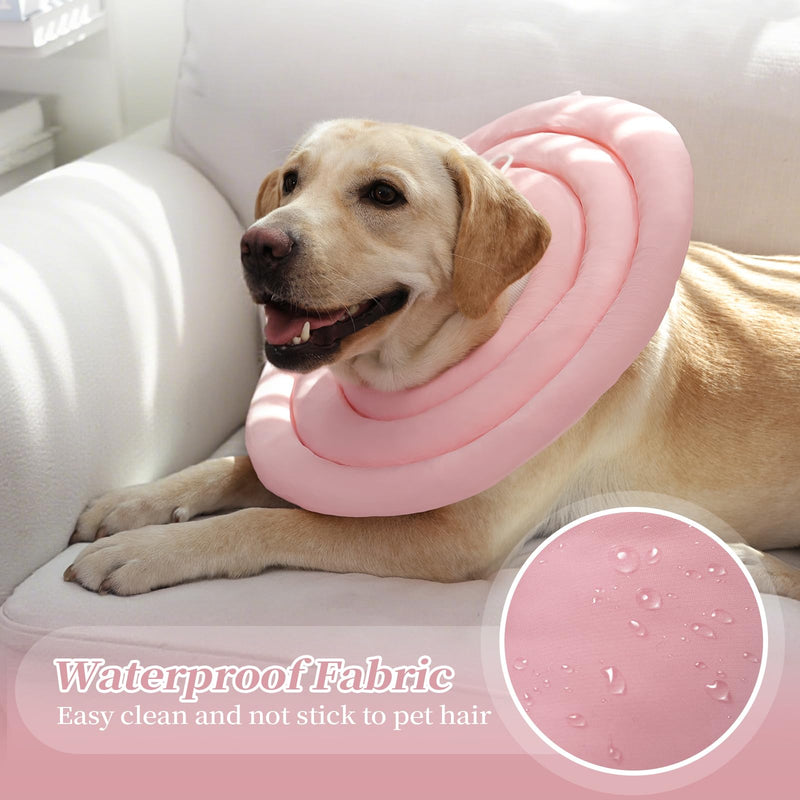 IDOMIK Dog Recovery Collar, Waterproof Soft Dog Cone After Surgery, Comfy Protective Elizabethan Collar Alternative for Dogs Cats, Adjustable Pet Neck Donut Cone Anti-Licking Biting Wounds,Pink,2XL 2XL Pink