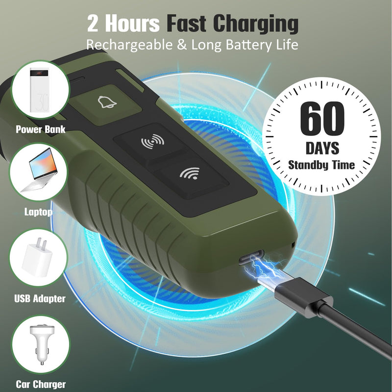 Dog Bark Deterrent Device Ultrasonic Anti-Barking Devices Up to 50FT Long Range & Rechargeable Dog Training Device Safe & Effective Portable Barking Control Devices for Dogs Army green