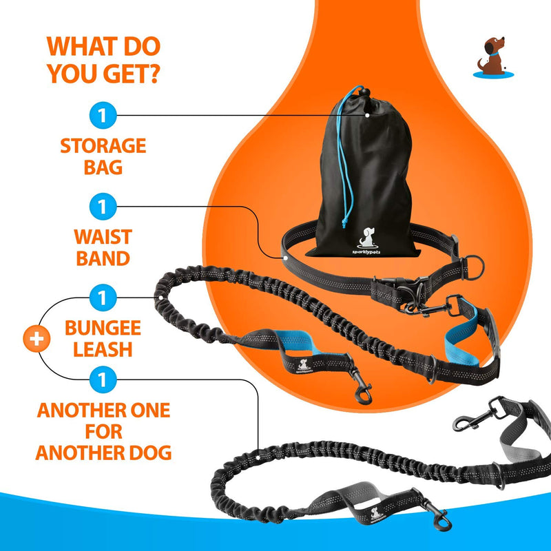 SparklyPets Hands-Free Dog Leash for Medium and Large Dogs – Professional Harness with Reflective Stitches for Training, Walking, Jogging and Running Your 2 Dogs - PawsPlanet Australia