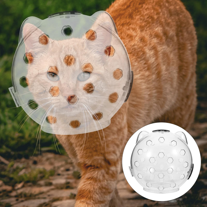 ABOOFAN Cat Anti-Bite Helmet made of ABS with Transparent Hood for Better Visibility Protective Helmet for Wound Healing in Cats Size S Comfortable Head Protection