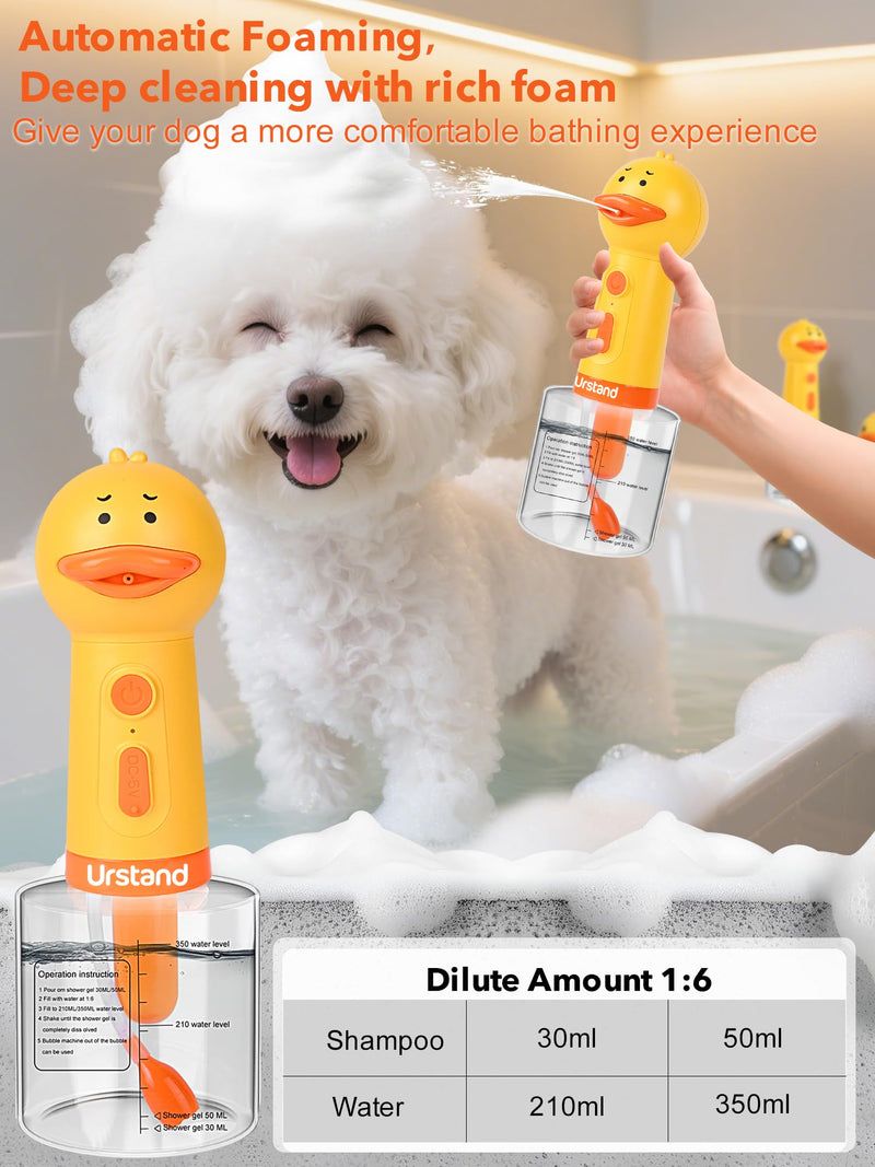 Dog Foaming Soap Dispenser, Automatic Electric Dog Shampoo Foamer Sprayer, Rechargeable Ducky Foaming Dog Shampoo Sprayer for Dog and Cat Bathing, Bathroom, Kitchen, Toilet Cleaning - PawsPlanet Australia