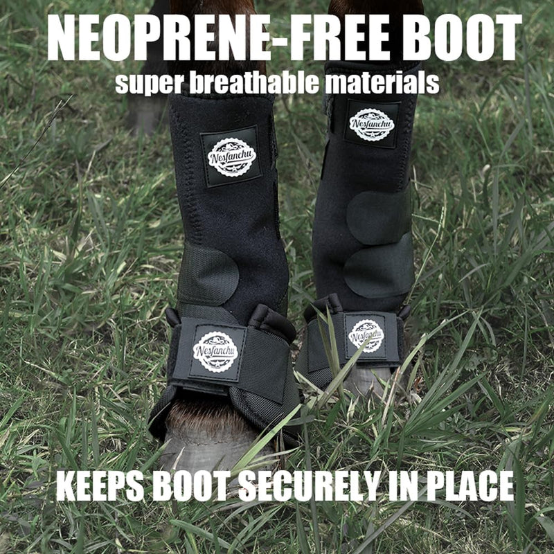 Sports Medicine Horse Boots,Nesfanchu Protective Boot for Horses,Protection & Shock Absorber,Suitable for Jump Training & Trails,2 Pack Breathable Material Design (Black, Large) Black